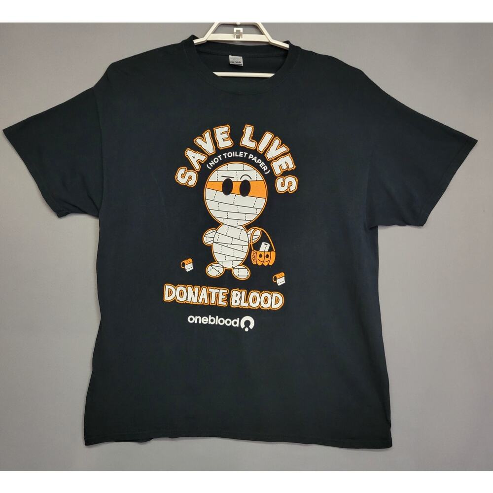 Save Lives Mummy T-Shirt Mens‎ XL Black Donate Blood Graphic OneBlood Cotton